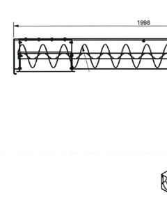 Trough auger end piece M205 w outlet 400x200 red. M&M